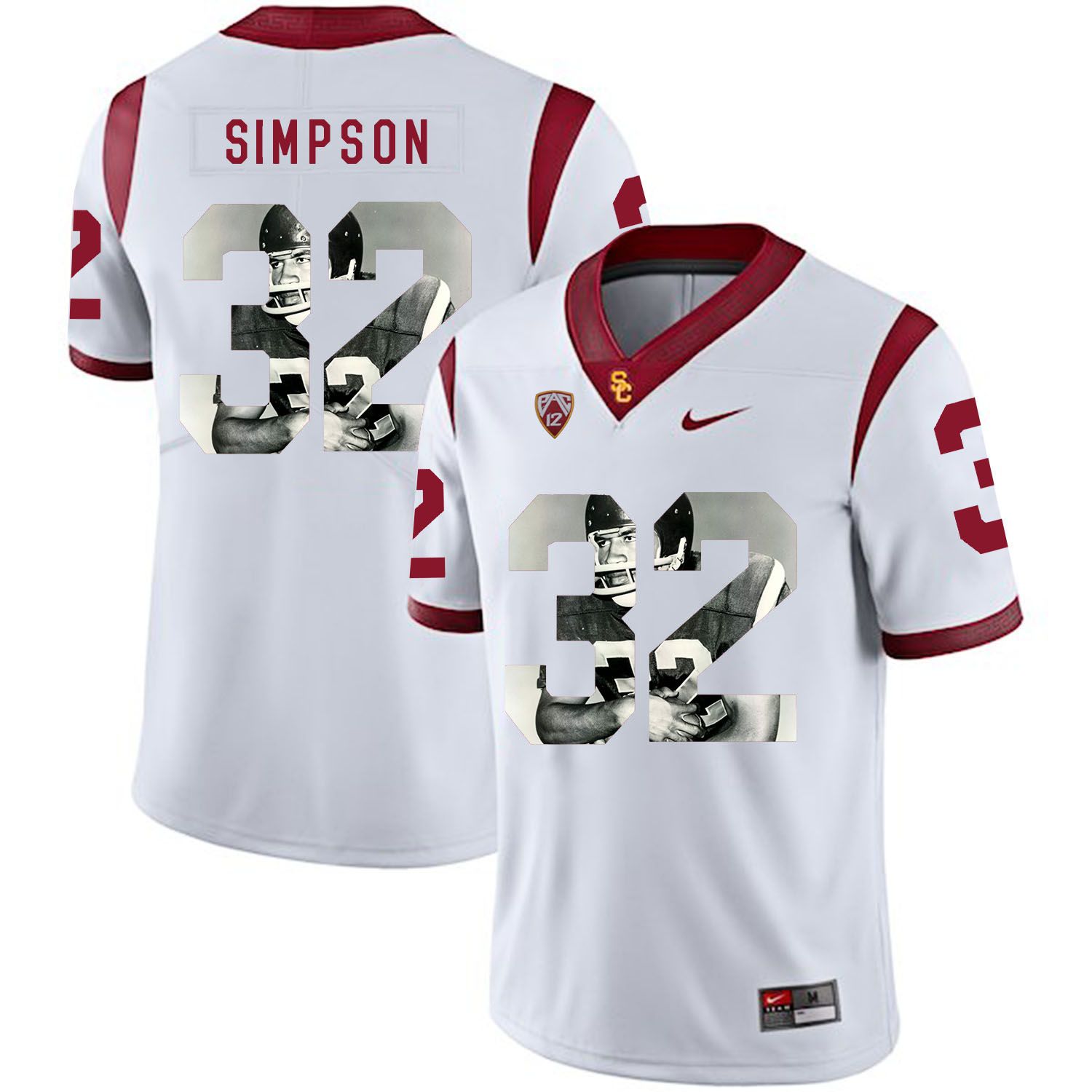 Men USC Trojans #32 Simpson White Fashion Edition Customized NCAA Jerseys